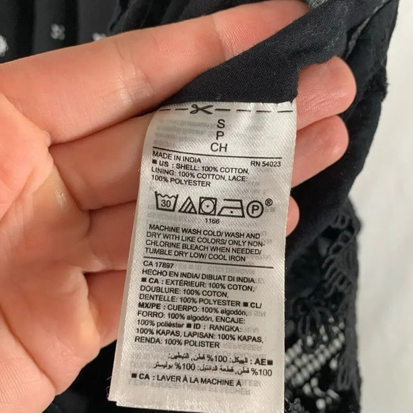 Old Navy Mini Dress Women's Small Black Floral Crochet Trim Tassel - Picture 5 of 8